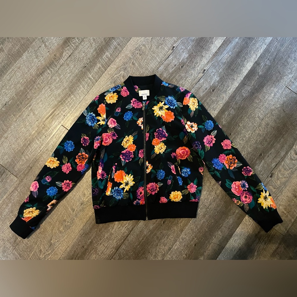 Ambar Floral Bomber Jacket Size XS Lined with Pockets
